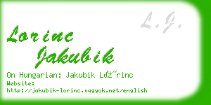 lorinc jakubik business card